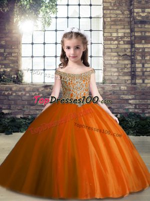 High Class Floor Length Ball Gowns Sleeveless Rust Red High School Pageant Dress Lace Up