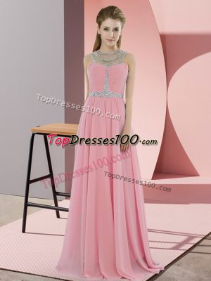 Sleeveless Zipper Floor Length Beading Prom Party Dress
