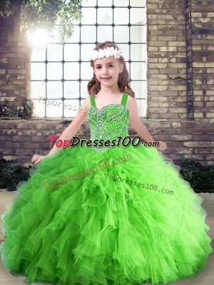 Sleeveless Beading and Ruffles Floor Length Little Girls Pageant Dress Wholesale