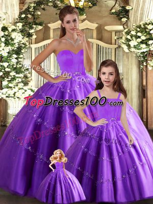 Floor Length Eggplant Purple Quinceanera Gown Tulle Sleeveless Beading