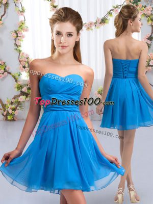 Pretty Sweetheart Sleeveless Lace Up Wedding Guest Dresses Baby Blue Chiffon