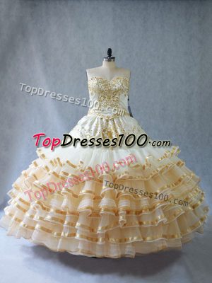 Charming Sleeveless Lace Up Floor Length Embroidery and Ruffled Layers Quinceanera Dresses