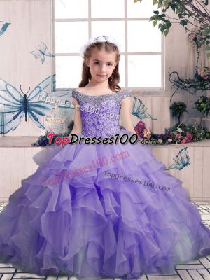 Fashion Sleeveless Beading and Ruffles Lace Up Girls Pageant Dresses