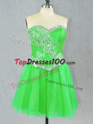 Charming Green Prom Dresses Prom and Party with Beading Sweetheart Sleeveless Lace Up