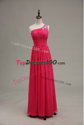 Top Selling One Shoulder Sleeveless Chiffon and Fabric With Rolling Flowers Beading and Ruching Zipper