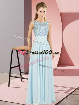 Dynamic Scoop Sleeveless Chiffon Prom Evening Gown Beading Backless