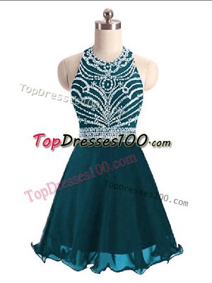 Halter Top Sleeveless Chiffon Party Dress for Toddlers Beading Lace Up