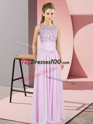 Lilac Scoop Neckline Beading Sleeveless Backless