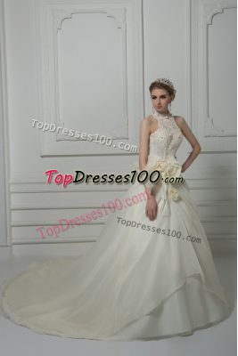 Sumptuous Ball Gowns Sleeveless White Bridal Gown Court Train Zipper