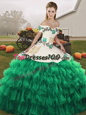 Delicate Turquoise Sleeveless Organza Lace Up Quinceanera Dresses for Military Ball and Sweet 16 and Quinceanera