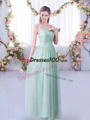 Light Blue Sleeveless Tulle Side Zipper Vestidos de Damas for Wedding Party