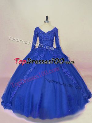 Tulle Long Sleeves 15 Quinceanera Dress and Lace and Appliques
