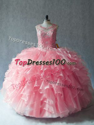 On Sale Organza Sleeveless Ball Gown Prom Dress and Beading and Ruffles