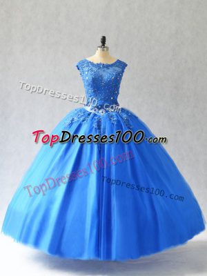 Sleeveless Beading and Appliques Lace Up Sweet 16 Dress