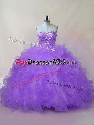 Tulle Sleeveless Sweet 16 Dress and Beading and Ruffles