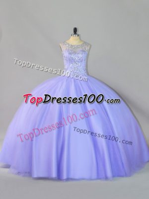 Superior Lavender Sleeveless Floor Length Sequins Zipper Vestidos de Quinceanera