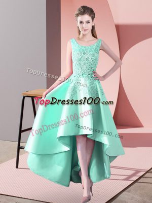 Apple Green Sleeveless Lace High Low Wedding Guest Dresses