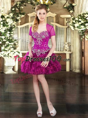 Exceptional Mini Length Ball Gowns Sleeveless Fuchsia Pageant Dress Lace Up