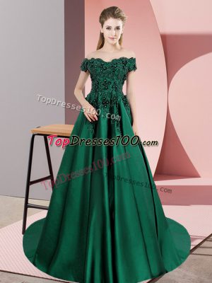 Fantastic Green Sleeveless Satin Court Train Zipper Vestidos de Quinceanera for Sweet 16 and Quinceanera