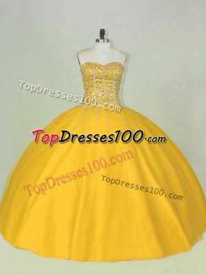 Fashionable Tulle Sleeveless Floor Length Sweet 16 Quinceanera Dress and Beading