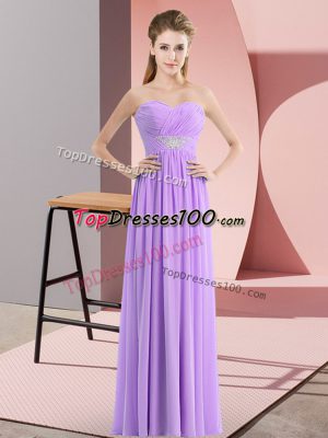 High End Lavender Sleeveless Beading Floor Length Homecoming Dress