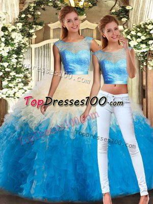 Great Floor Length Two Pieces Sleeveless Multi-color Quinceanera Dresses Backless