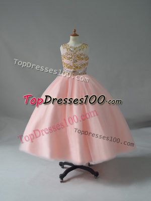 Sleeveless Beading Backless Little Girl Pageant Gowns