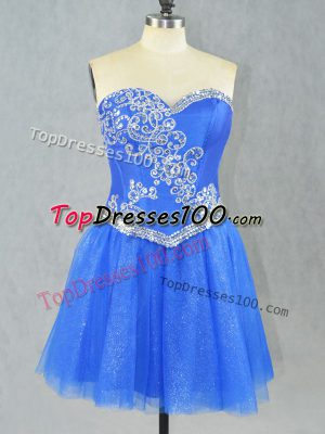 Sweet Blue Homecoming Dress Prom and Party with Beading Sweetheart Sleeveless Lace Up