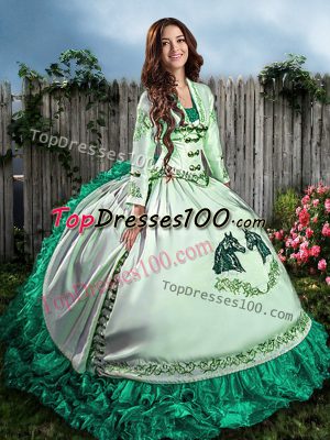 Floor Length Turquoise Sweet 16 Dress Sweetheart Sleeveless Lace Up