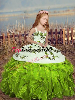 Floor Length Ball Gowns Sleeveless Yellow Green Winning Pageant Gowns Lace Up