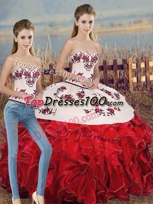 Luxury Sleeveless Lace Up Floor Length Embroidery and Ruffles and Bowknot Sweet 16 Quinceanera Dress