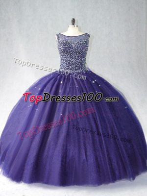 Sleeveless Beading Zipper Quince Ball Gowns