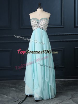 Beautiful Chiffon Sweetheart Sleeveless Zipper Beading Homecoming Dress in Light Blue