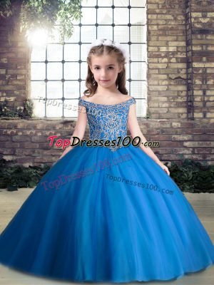 Sleeveless Lace Up Floor Length Beading High School Pageant Dress