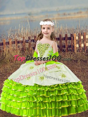 Great Floor Length Ball Gowns Sleeveless Yellow Green Little Girls Pageant Dress Wholesale Lace Up
