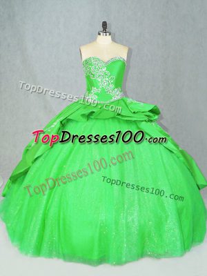 Sleeveless Brush Train Embroidery Lace Up Sweet 16 Dress