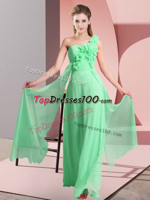 Chiffon Sleeveless Floor Length Bridesmaids Dress and Hand Made Flower