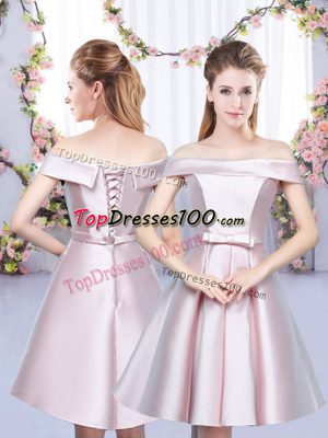 Captivating Baby Pink Sleeveless Bowknot Floor Length Quinceanera Court of Honor Dress