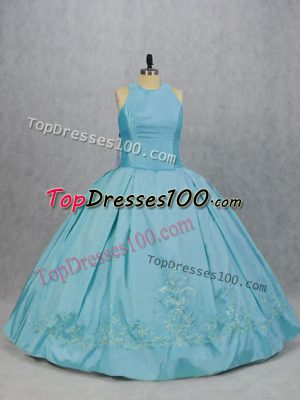 Nice Blue Neckline Embroidery 15th Birthday Dress Sleeveless