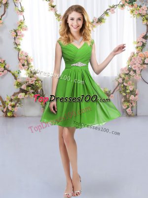Mini Length Vestidos de Damas Chiffon Sleeveless Belt