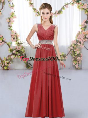 Wine Red Sleeveless Chiffon Lace Up Court Dresses for Sweet 16 for Wedding Party