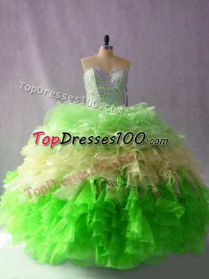 Extravagant Multi-color Sweetheart Lace Up Beading and Ruffles Quinceanera Gowns Sleeveless