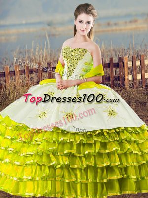 Sweetheart Sleeveless Lace Up Quinceanera Dress Olive Green Organza