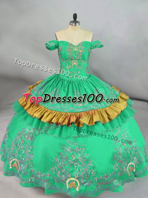 Admirable Floor Length Turquoise Ball Gown Prom Dress Off The Shoulder Sleeveless Zipper
