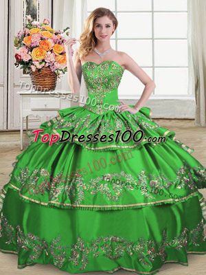 Exquisite Satin and Organza Sleeveless Floor Length Vestidos de Quinceanera and Ruffled Layers