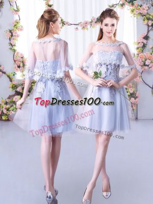 Enchanting Tulle Sweetheart Sleeveless Lace Up Lace Vestidos de Damas in Grey