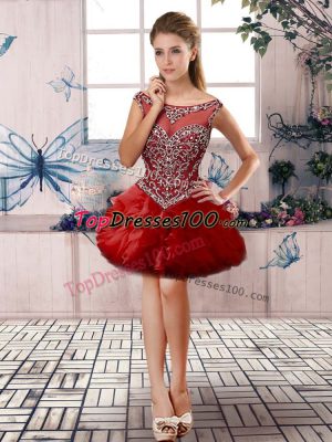 Fabulous Mini Length Ball Gowns Sleeveless Red Red Carpet Prom Dress Zipper