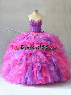 Wonderful Organza Sleeveless Quinceanera Dresses and Beading and Ruffles