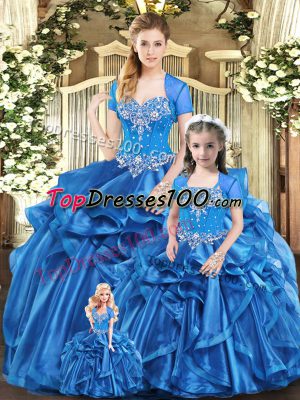 High Class Organza Sleeveless Floor Length Quinceanera Gowns and Beading and Ruffles