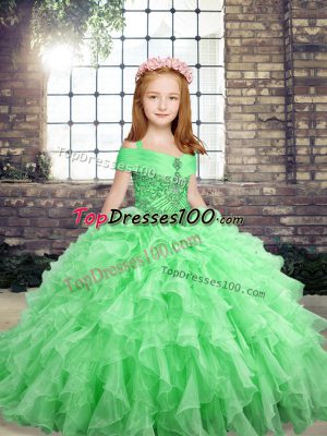 Elegant Floor Length Ball Gowns Sleeveless Kids Pageant Dress Lace Up
